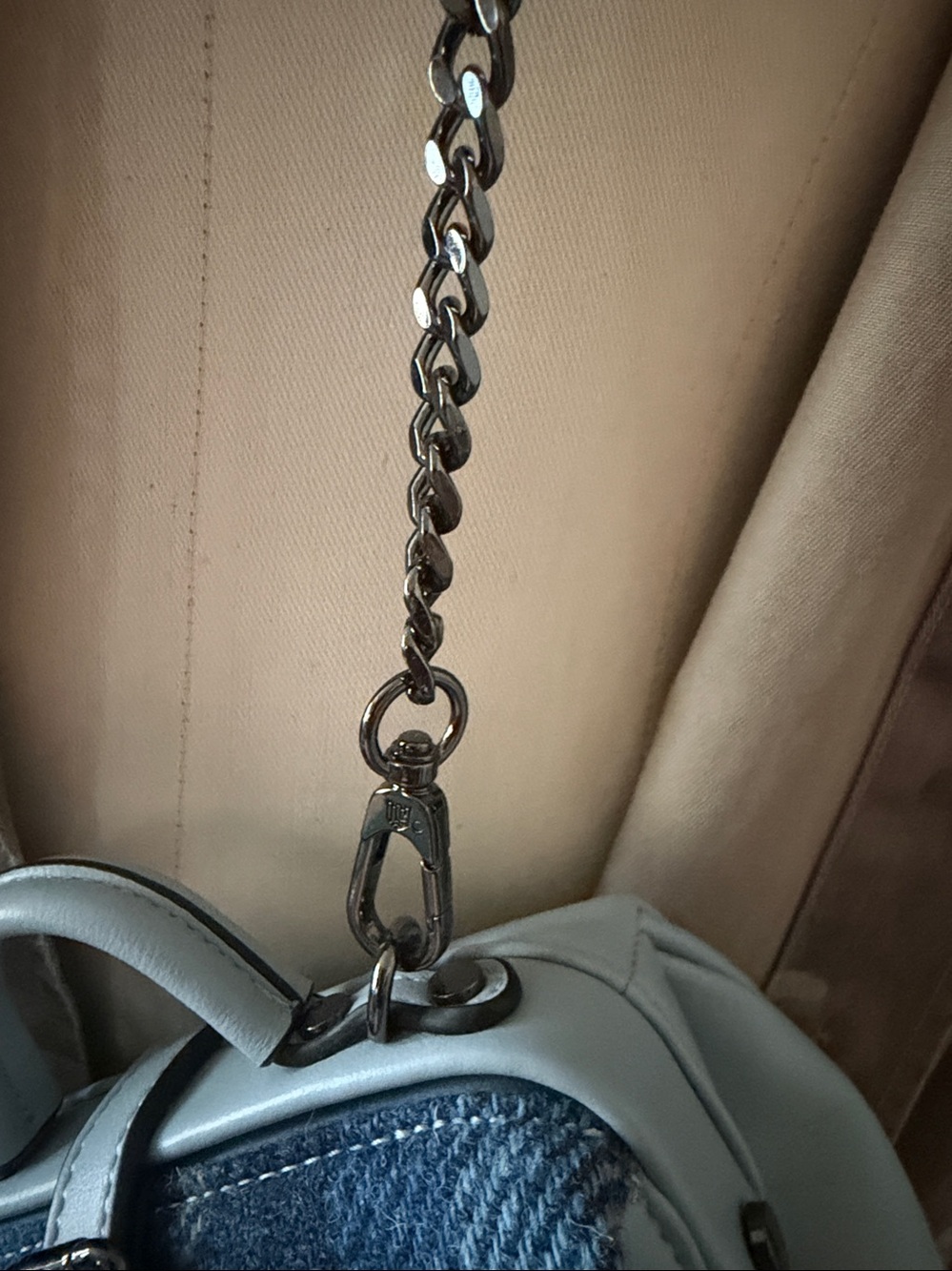 Blue Plaid Mini Crossbody Bag with Light Blue Trim - Picture 4 of 4